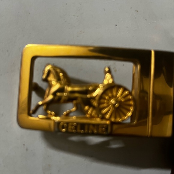 Authentic Celine Leather Belt with Gold Horse Carriage Buckle 36” - Picture 3 of 6